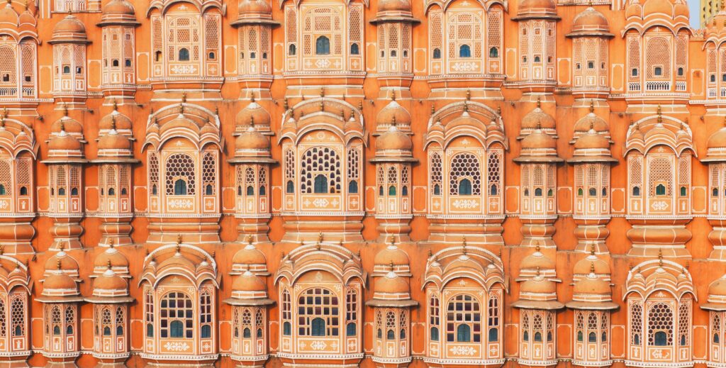 En bild på vindarnas palats i Jaipur