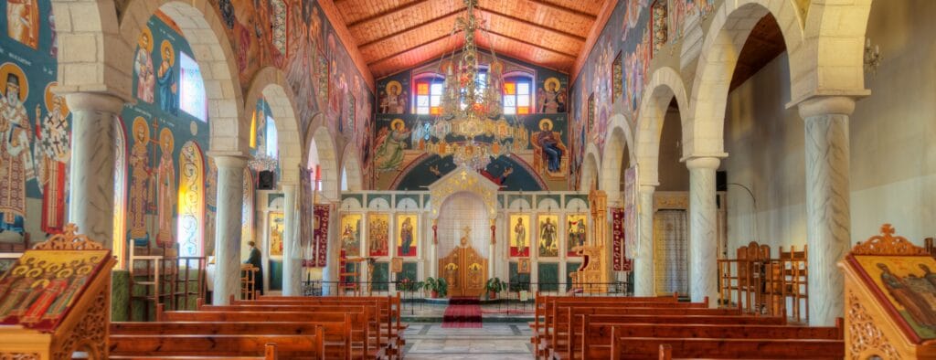 En bild på en kyrka i Jaffa